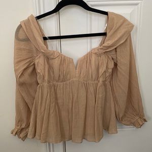 Ruby and Jenna off the shoulder tan top, new with tags.